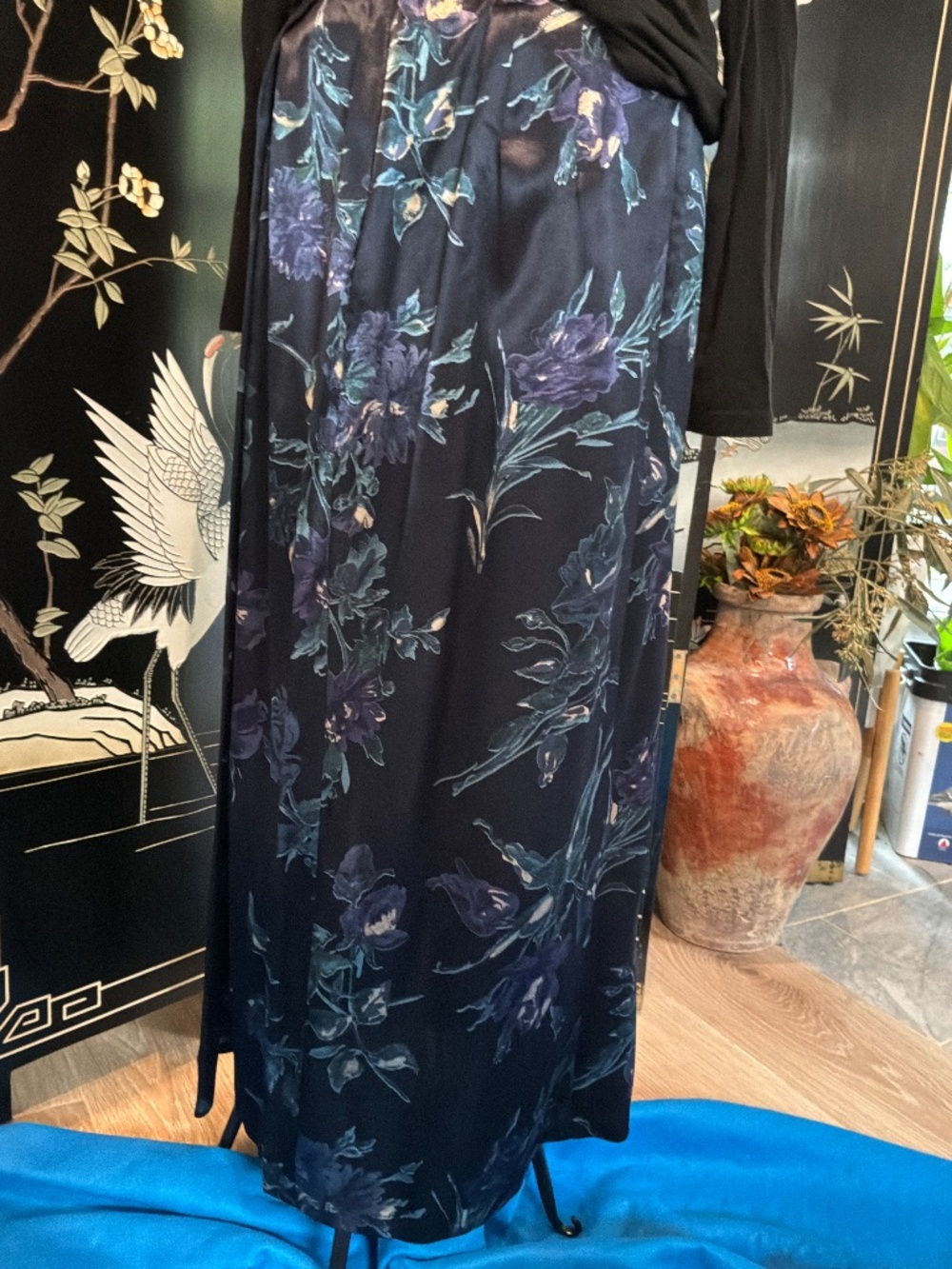 🌿 Vintage Laura Ashley Made in UK Floral Silk-Look Maxi Skirt 🌿